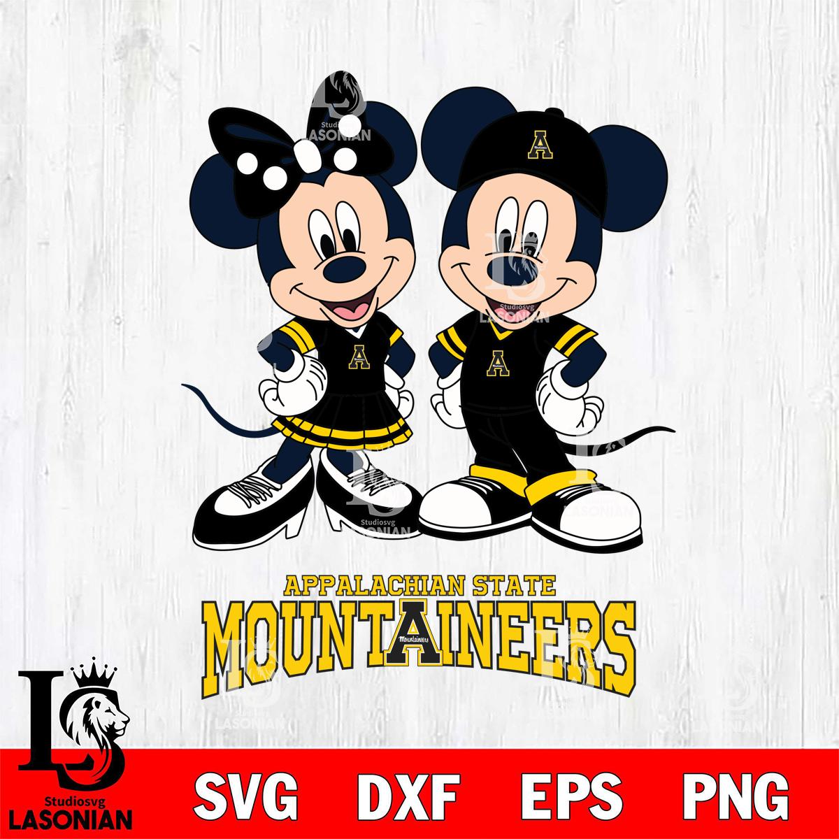 Appalachian State Mountaineers Mickey Minnie Mouse rugby ball – lasoniansvg