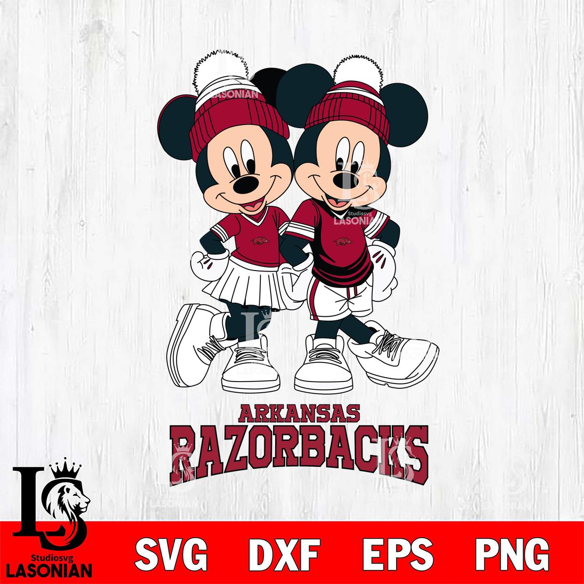 Arkansas Razorbacks Mickey And Minnie Mouse Football – lasoniansvg