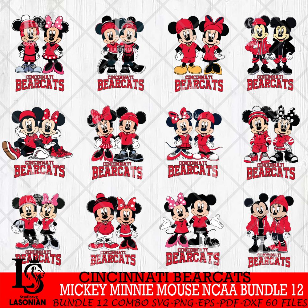 Cincinnati Bearcats Mickey Minnie Mouse NCAA Bundle 12 – lasoniansvg