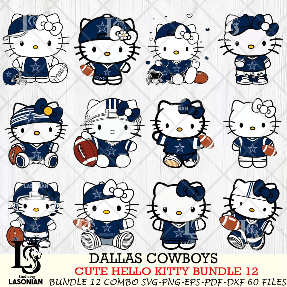 Dallas Cowboys Cute Hello Kitty NFL Bundle 12 SVG – lasoniansvg