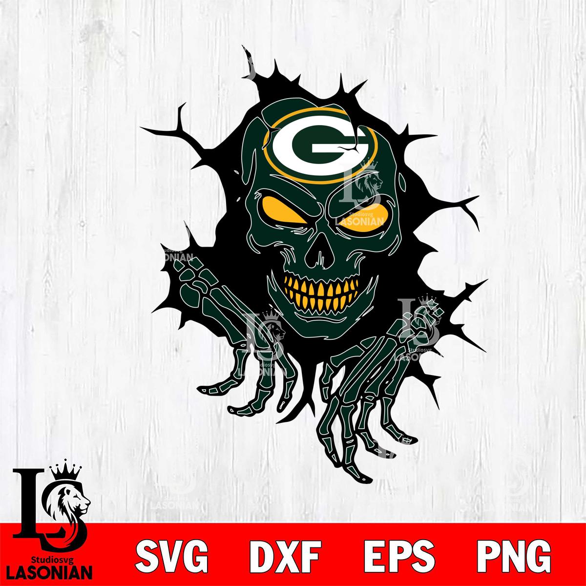 Green Bay Packers Ferocious Skull SVG – lasoniansvg, image size:1200x1200