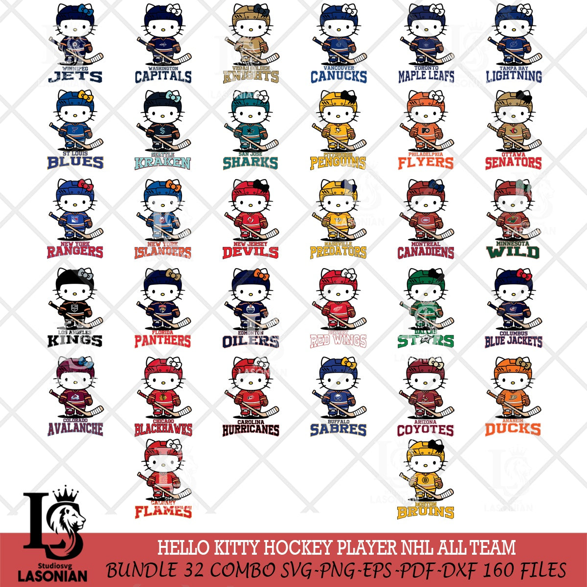 Hello Kitty Hockey Player NHL File cut ,NHL Criucut , Digital Download ...