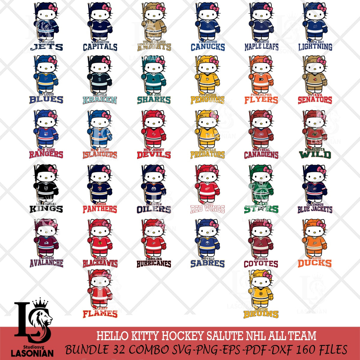 Hello Kitty Hockey Salute NHL File cut ,NHL Criucut , Digital Download ...