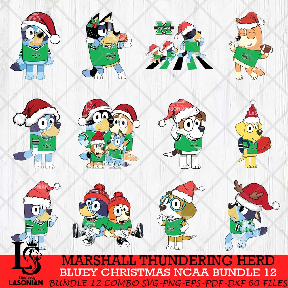 Marshall Thundering Herd Bluey Christmas NCAA Bundle 12 SVG – lasoniansvg