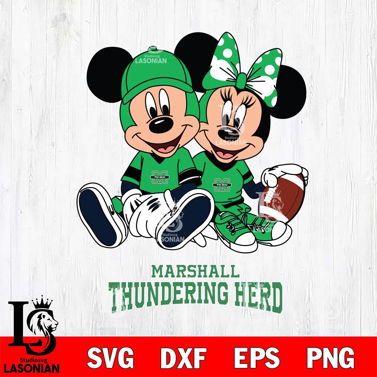 Marshall Thundering Herd Disney Mickey And Minnie Football – lasoniansvg
