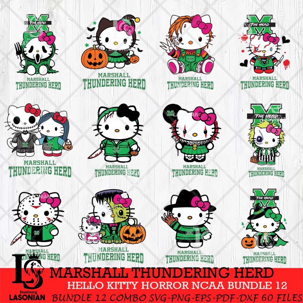 Marshall Thundering Herd Hello Kitty Horror NCAA Bundle 12 SVG ...