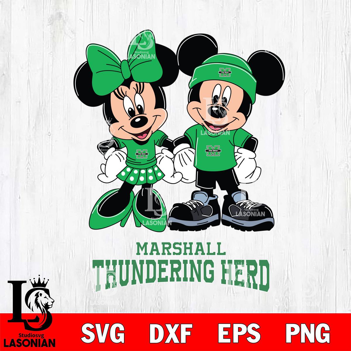 Marshall Thundering Herd Mickey Minnie Rugby ball – lasoniansvg