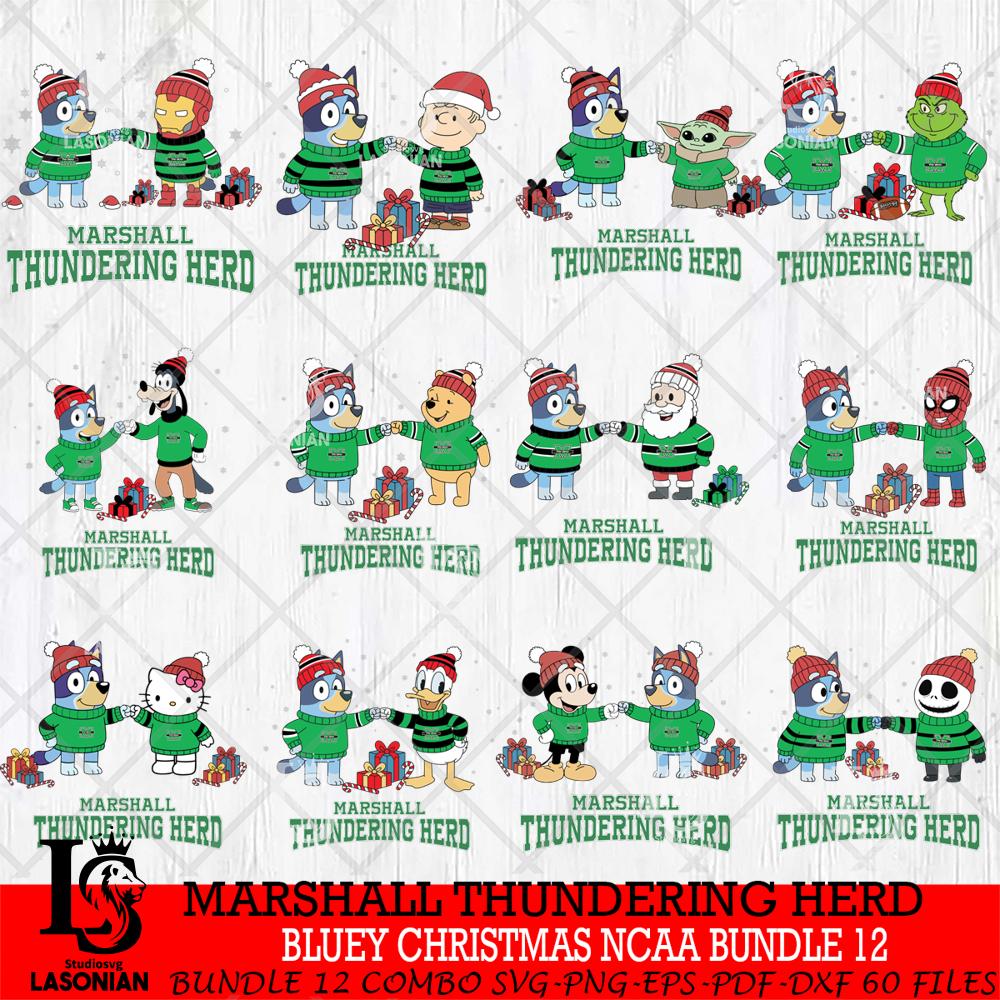 Marshall Thundering Herd Bluey friends christmas NCAA Bundle – lasoniansvg