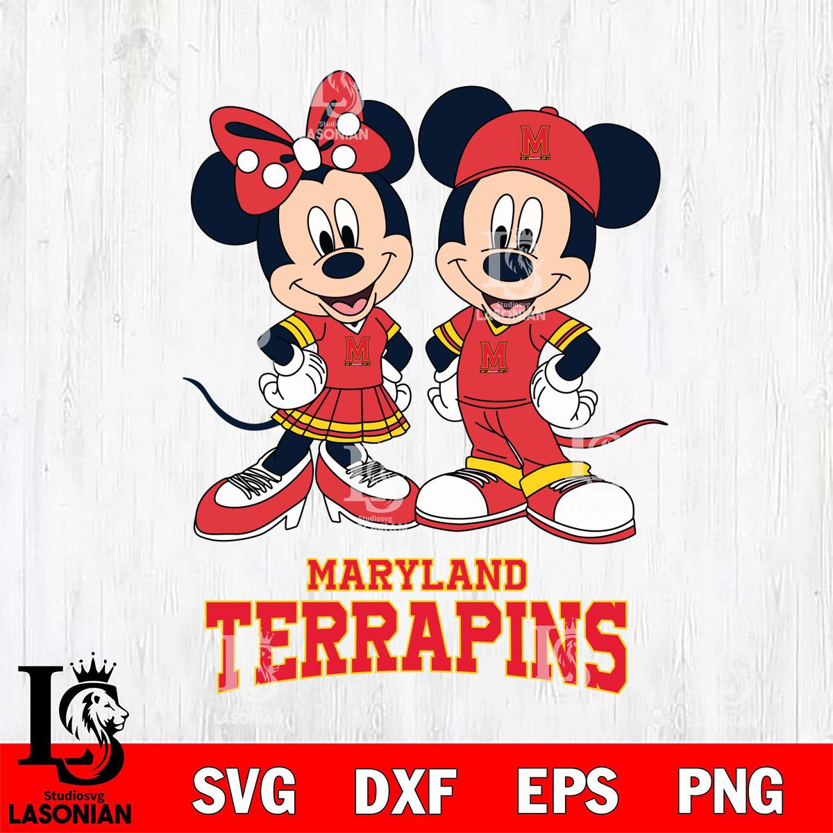 Maryland Terrapins Mickey Minnie Mouse rugby ball – lasoniansvg