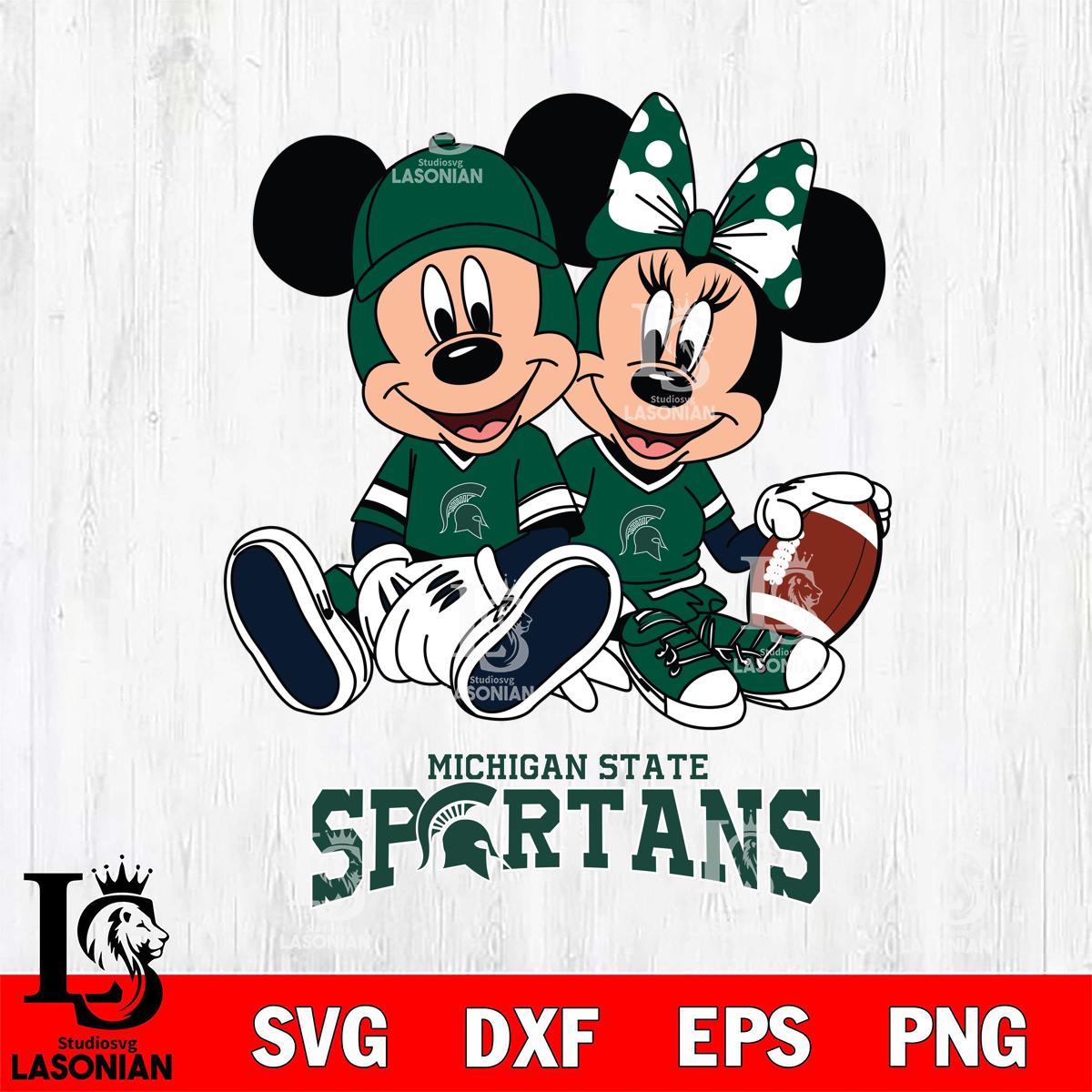 Michigan State Spartans Disney Mickey And Minnie Football – lasoniansvg