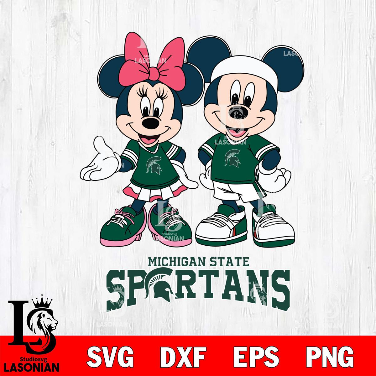 Michigan State Spartans Mickey And Minnie Football – lasoniansvg