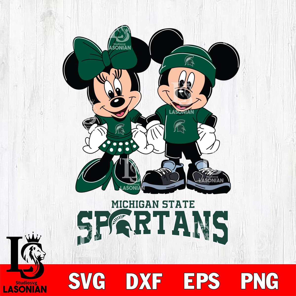 Michigan State Spartans Mickey Minnie Rugby ball – lasoniansvg