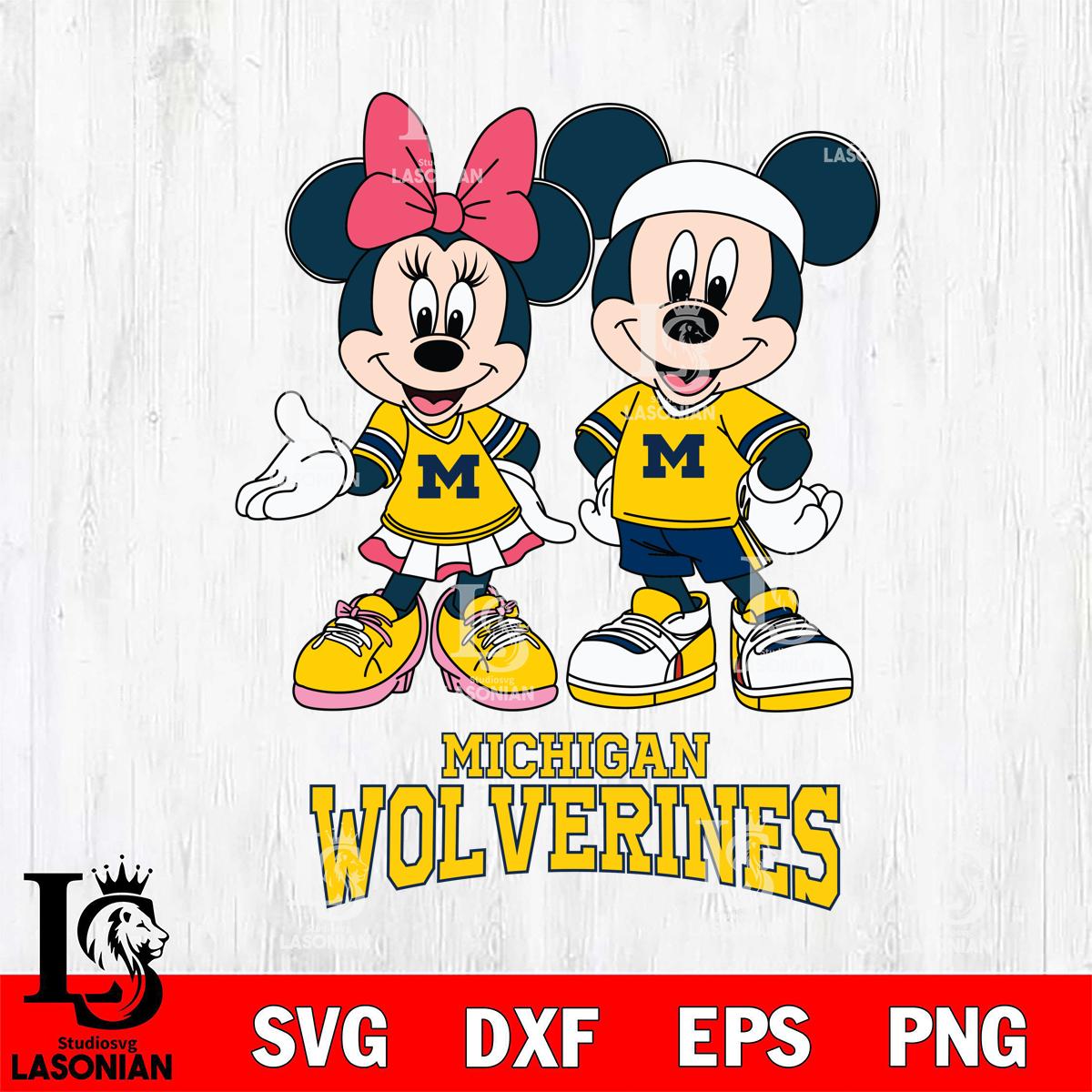 Michigan Wolverines Mickey And Minnie Football – lasoniansvg