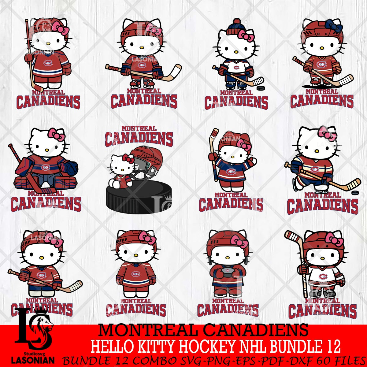 Montreal Canadiens Hello Kitty Hockey NHL Bundle File cut ,NHL Criucut ...