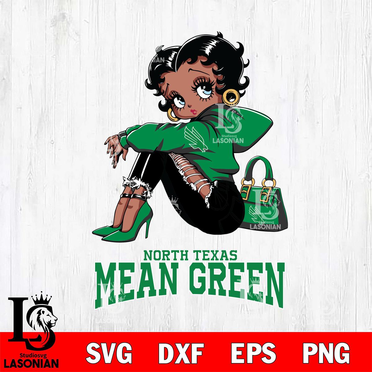 North Texas Mean Green Betty Boop Black Fan Girl – lasoniansvg