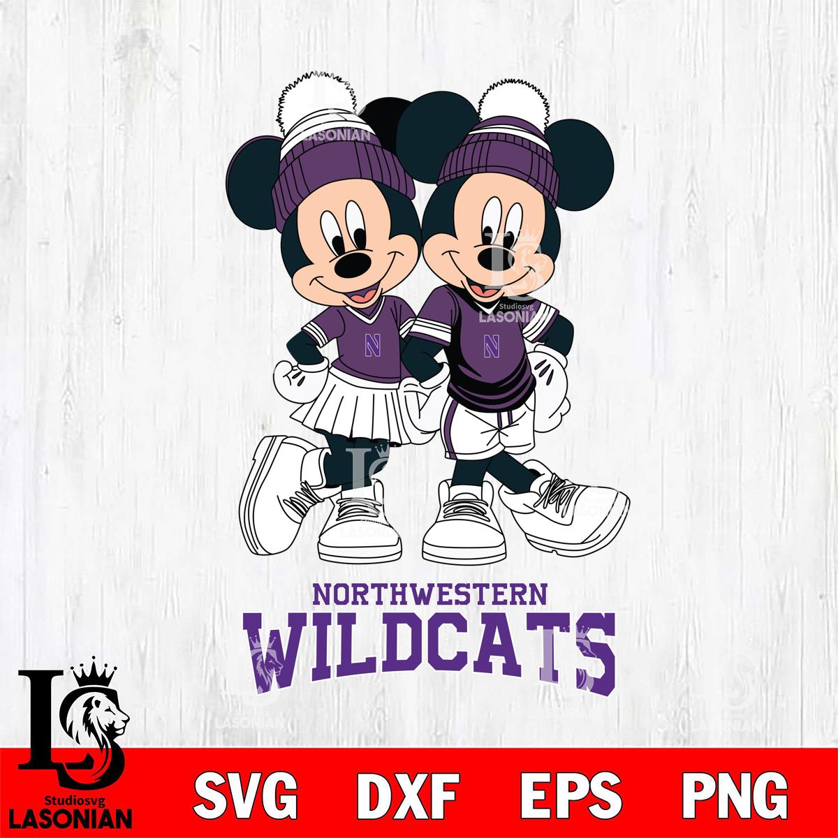 Northwestern Wildcats Mickey And Minnie Mouse Football – lasoniansvg