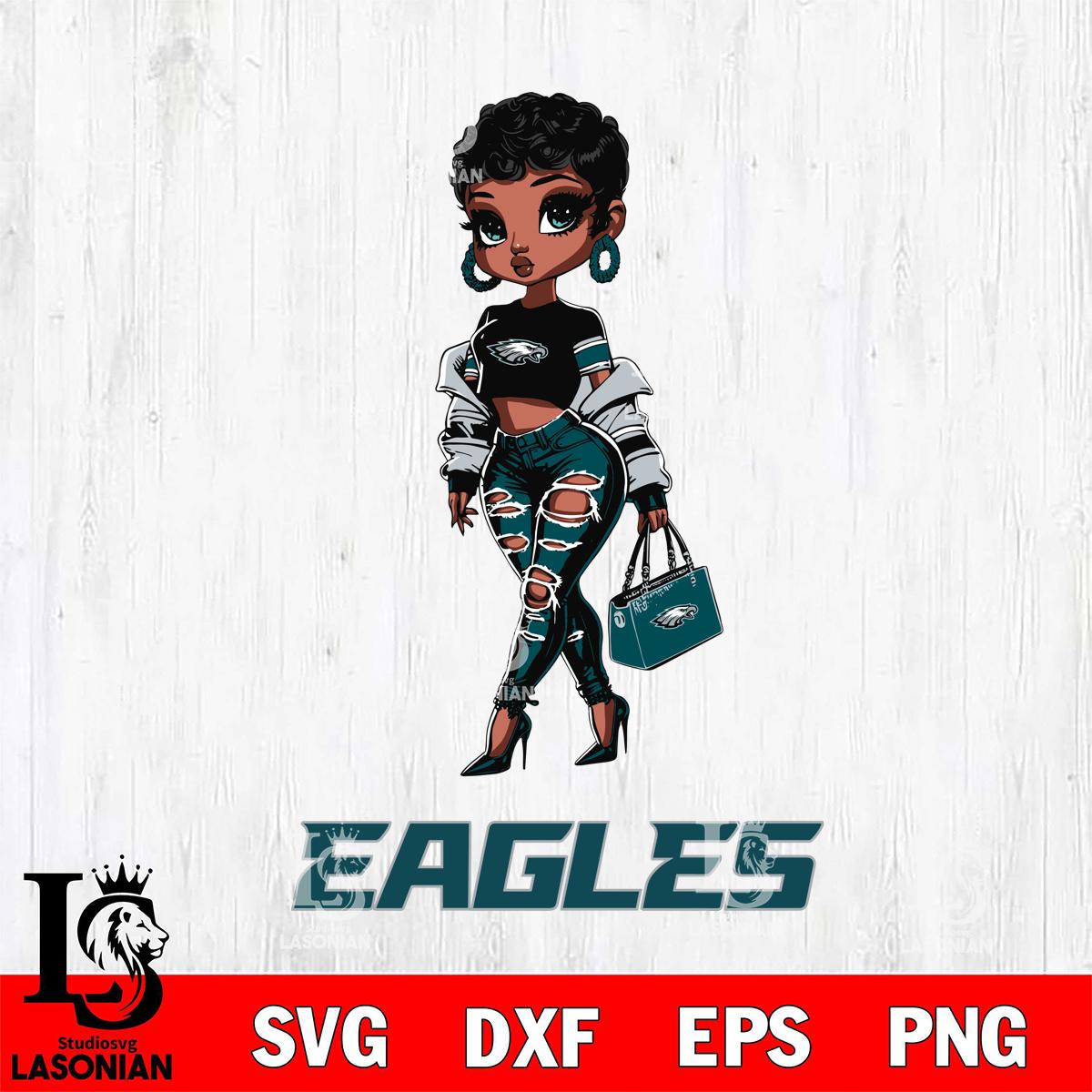 Felpa girocollo oversize con grafica mono logo dei Philadelphia Eagles - Donna