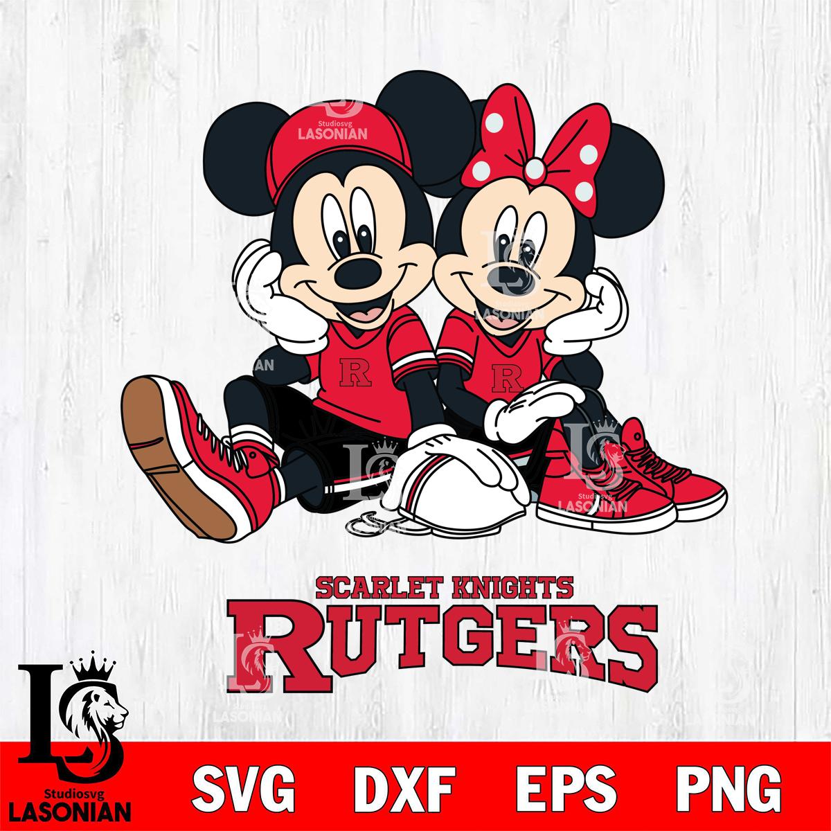 Rutgers Scarlet Knights Mickey Minnie Mouse Football Sit – lasoniansvg