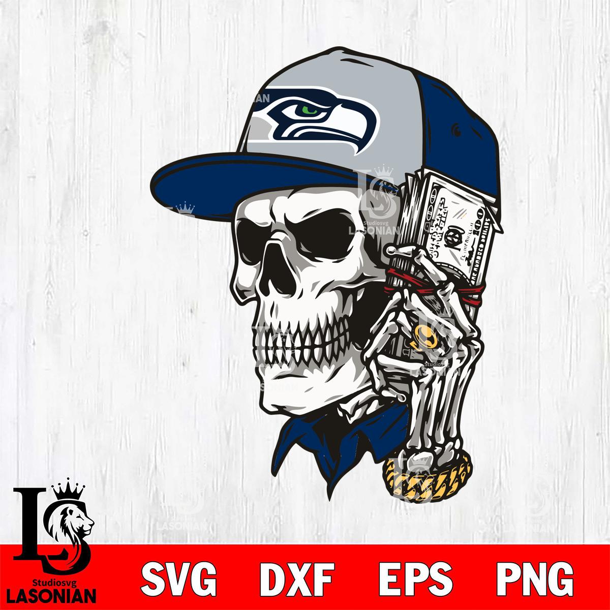 Seattle Seahawks Badass Man Skull SVG – lasoniansvg