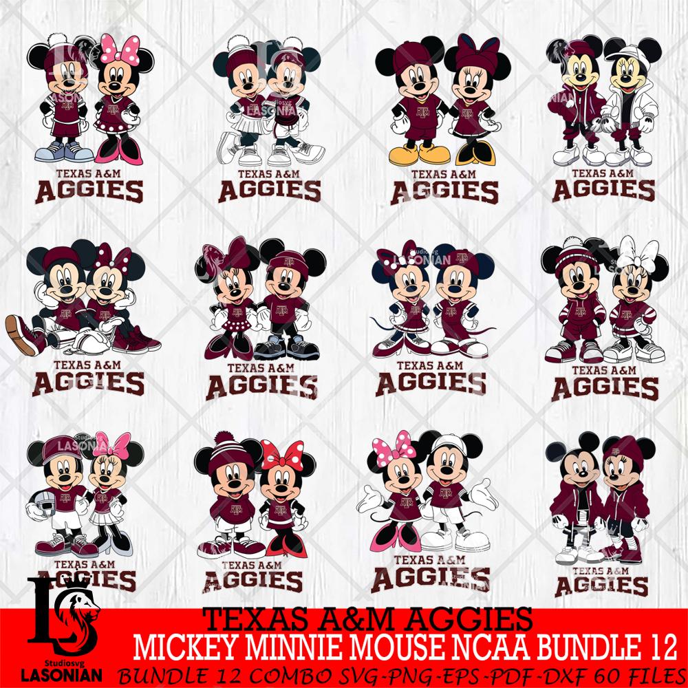 Texas A&M Aggies Mickey Minnie Mouse NCAA Bundle 12 – lasoniansvg