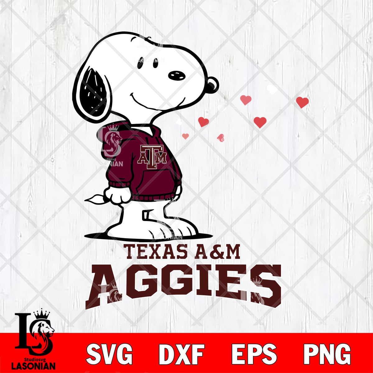 Texas A&M Aggies Valentine Snoopy with Heart File cut , Criucut ...