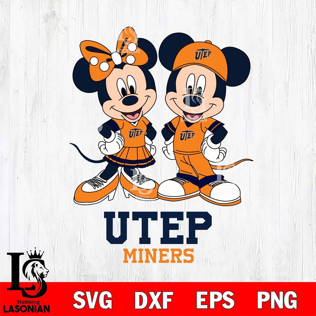 UTEP Miners Mickey Minnie Mouse rugby ball – lasoniansvg