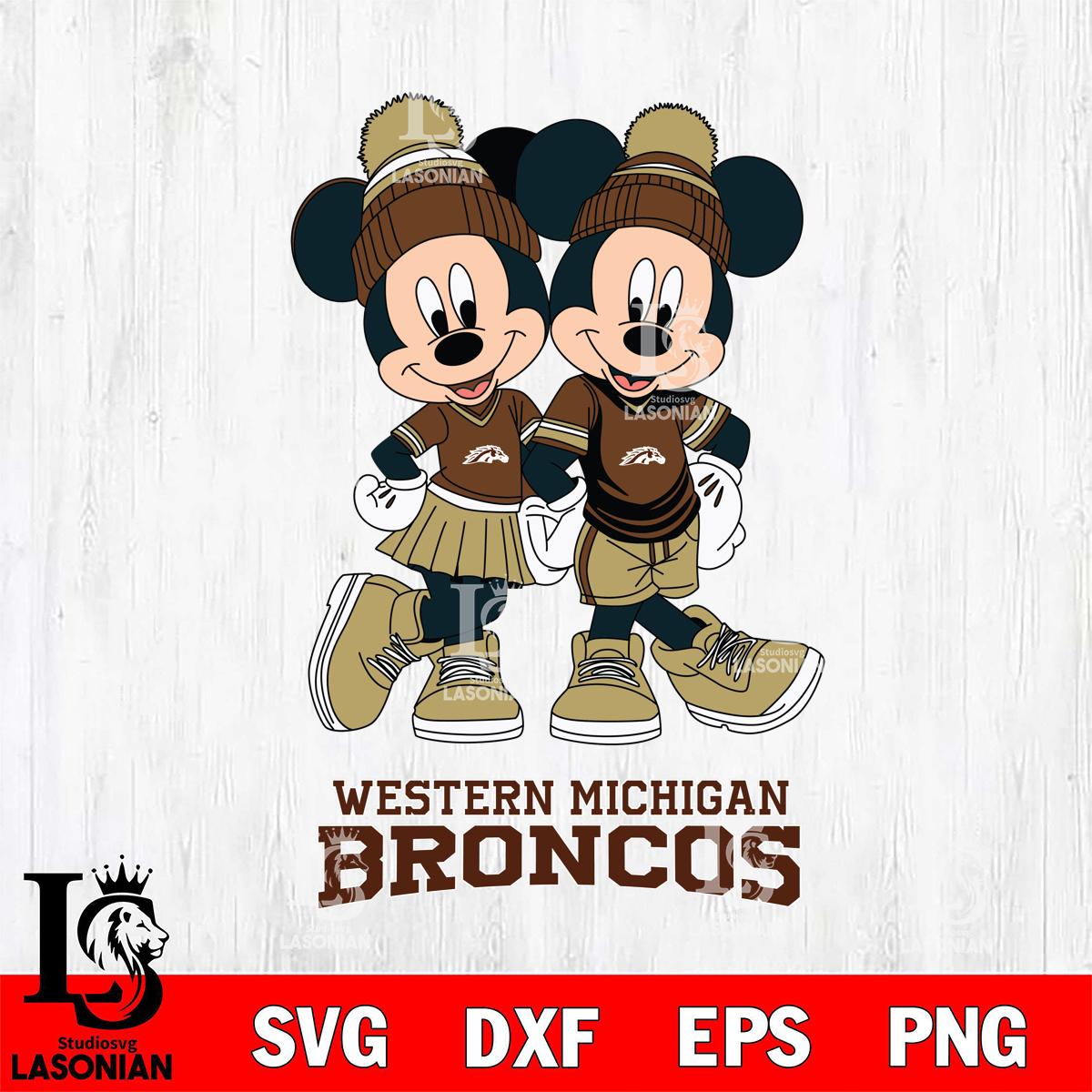 Western Michigan Broncos Mickey And Minnie Mouse Football – lasoniansvg