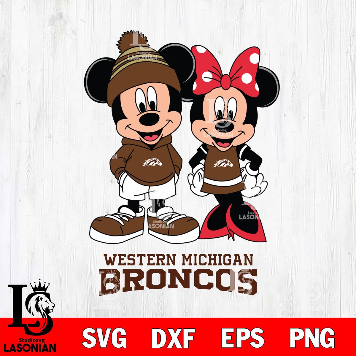 Western Michigan Broncos Mickey Minnie Mouse Cute Football – lasoniansvg