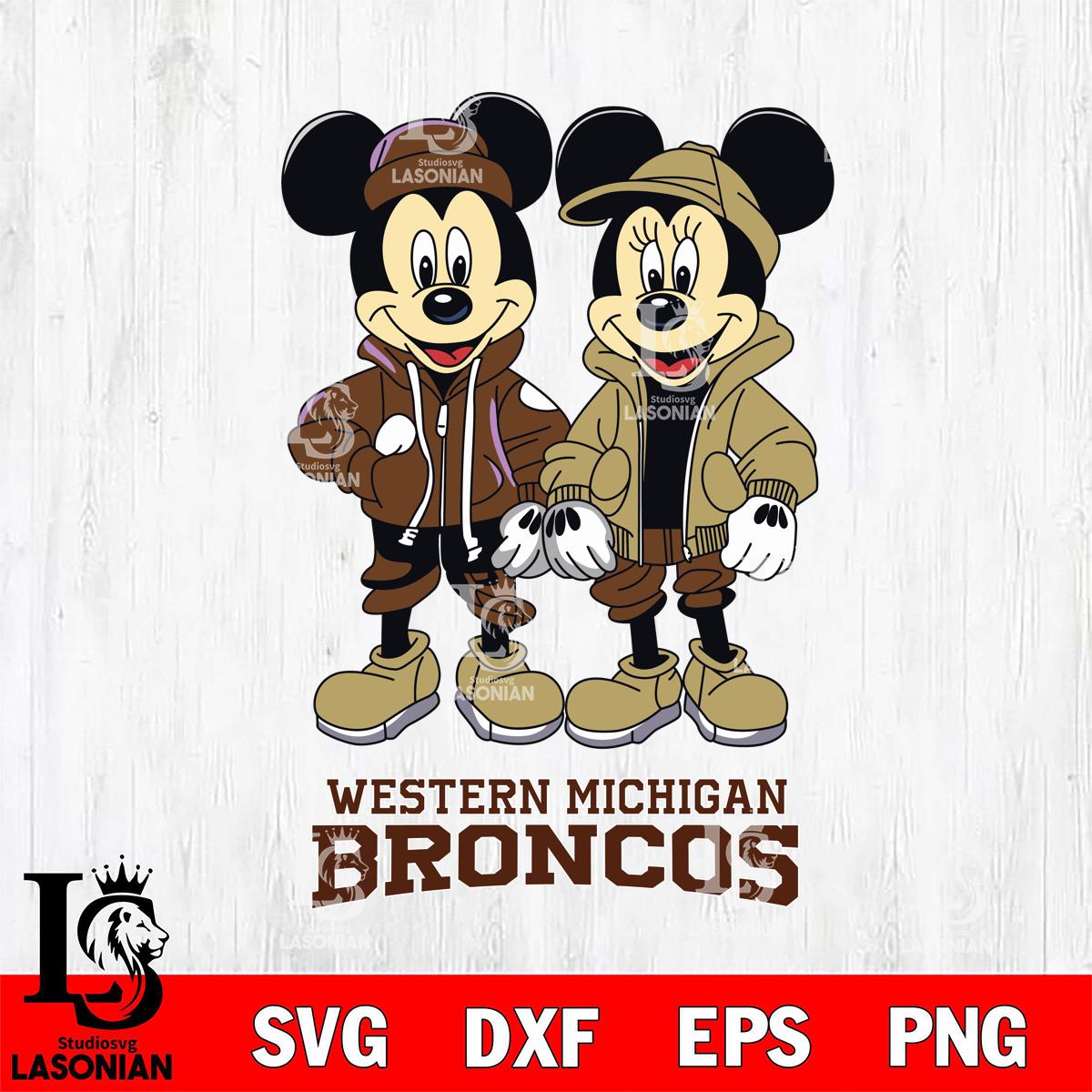Western Michigan Broncos Mickey Minnie Mouse Football – lasoniansvg