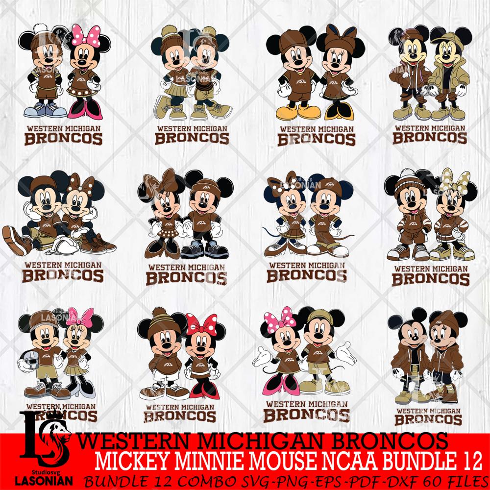 Western Michigan Broncos Mickey Minnie Mouse NCAA Bundle 12 – lasoniansvg