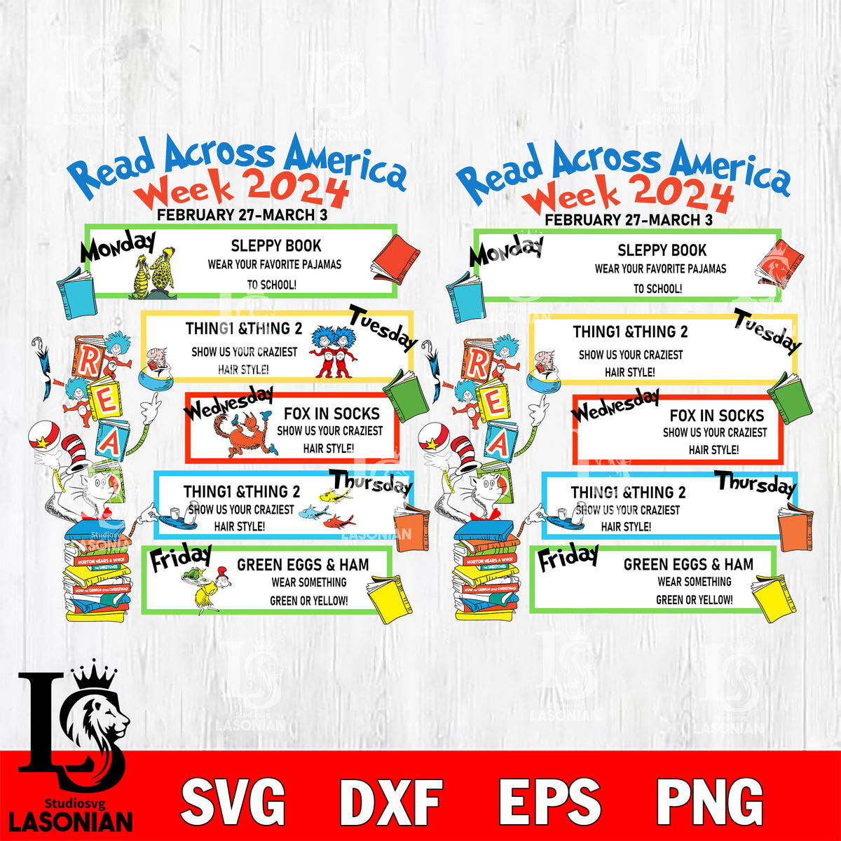Dr seuss svg, Read Across America Week 2024 svg , School Spirit Week ...