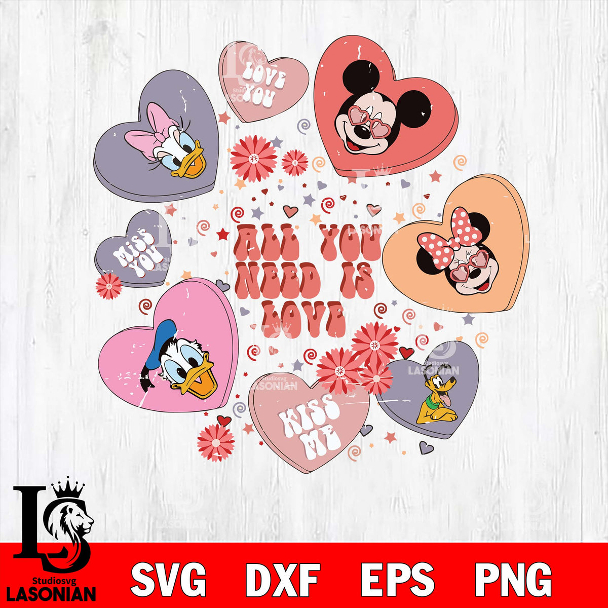 Disney Valentines Day Mickey And Friends Heart Svg Cutting Files