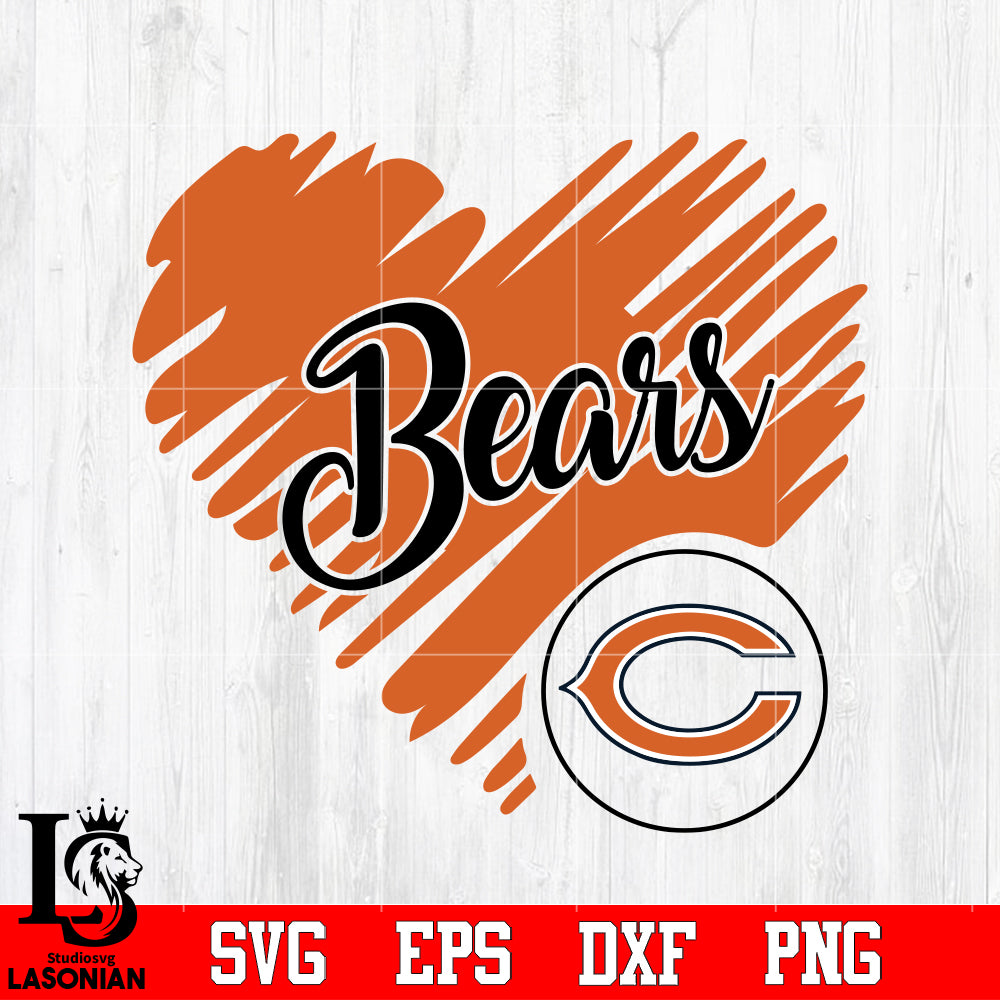 Chicago Bears Logo, Chicago Bears Heart NFL Svg Dxf Eps Png file –  lasoniansvg