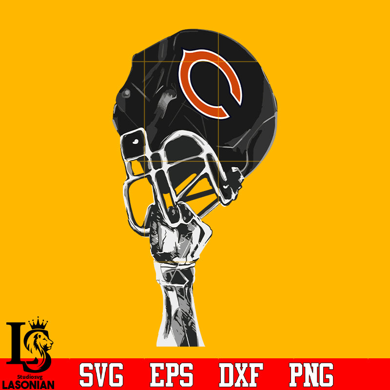 chicago bears football helmet with black background Chicago Bears hand helmet svg eps dxf png file – lasoniansvg