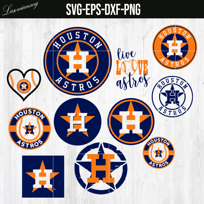 Houston Astros Baseball Heart SVG