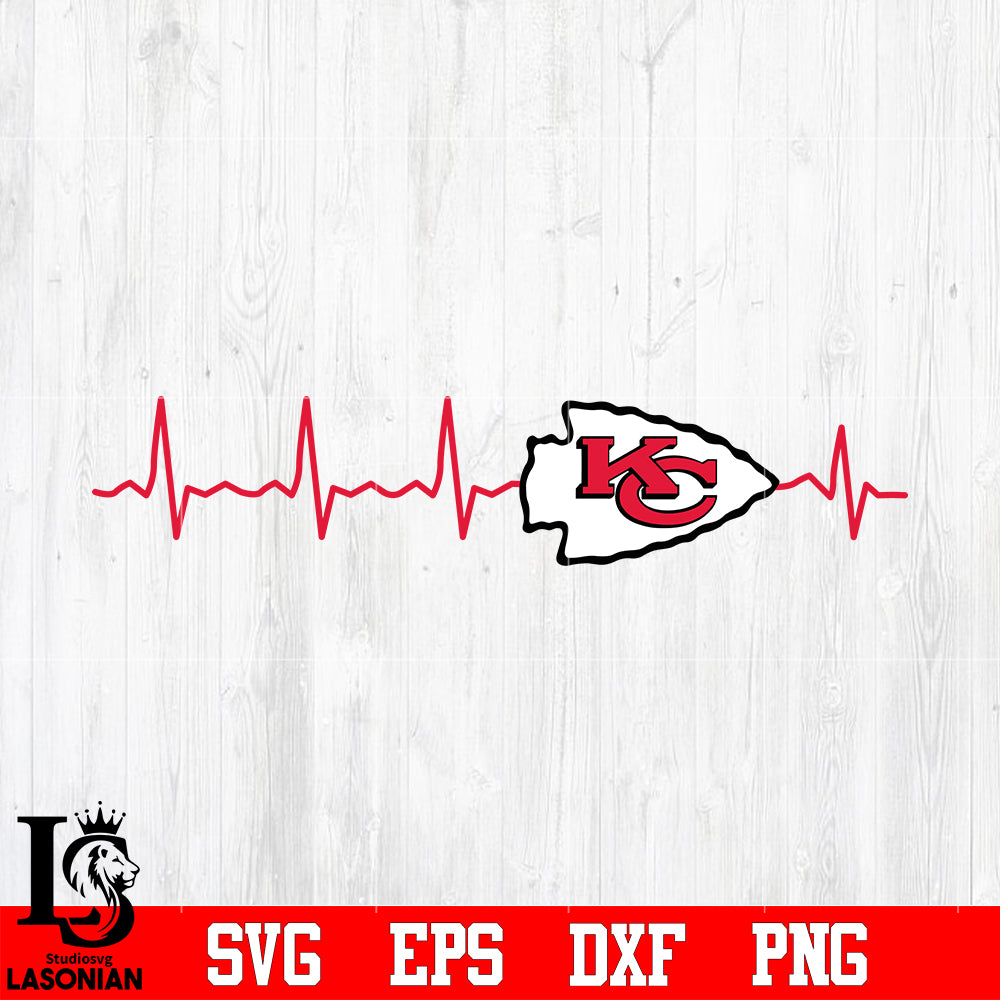 Kansas City Chiefs Beat Heart svg eps dxf png file lasoniansvg