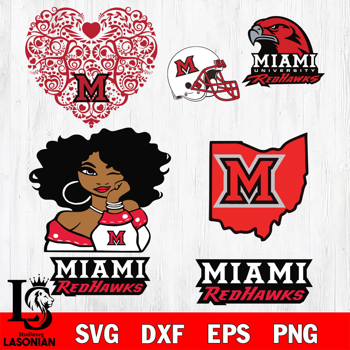 Bundle NCAA Miami (OH) Redhawks eps dxf png file , NCAA – lasoniansvg