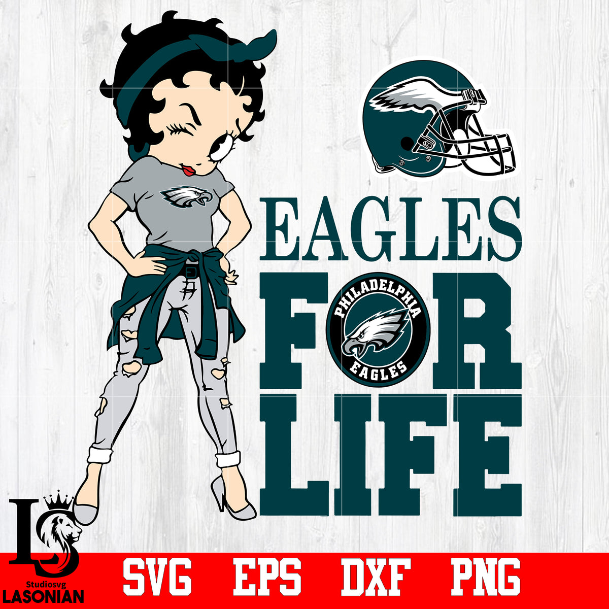 Philadelphia Eagles NFL Betty Boop svg,eps,dxf,png file – lasoniansvg