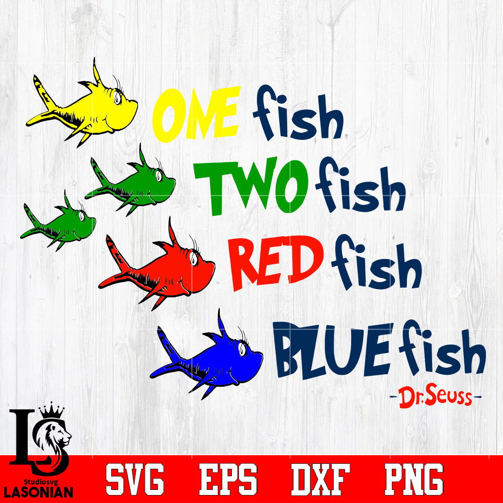 one fish two fish red fish blue fish Svg Dxf Eps Png file – lasoniansvg