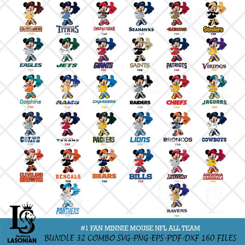 #1 Fan Minnie Mouse NFL Svg Eps Dxf Png File, Digital Download, Instant Download