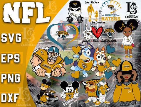 Jacksonville Jaguars bundle svg, bundle 12 file ramdoom NFL svg, NFL Digital Cut Files, Svg Dxf Eps Png file, Digitla Download