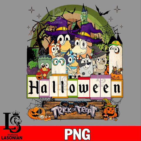 Bluey Halloween Trick Or Treat png file, Digital Download , Instant Download