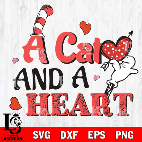 A cat and a heart svg eps dxf png file, Digital Download,Instant Download