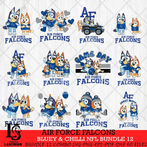 Air Force Falcons Bluey & Bingo Bundle 12 SVG Svg Eps Dxf Png File, Bundle NCAA svg, Digital Download, Instant Download