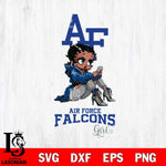 Air Force Falcons Beauty Black Fan Girl Football, Svg Eps Dxf Png File, Digital Download