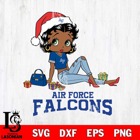 Air Force Falcons Betty Boop Christmas Packing File Cut, NCAA SVG DXF EPS PNG PDF File, Digital Download , Criucut , Silhouette