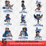 Air Force Falcons Black Fan Girl Betty Boop Bundle 9, Svg Eps Dxf Png File, Digital Download