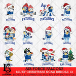 Air Force Falcons Bluey Christmas NCAA Bundle 12 Cricut File Cut Files , Bluey Cricut , Christmas Svg , Bluey svg , Digital Download, dxf eps png pdf file
