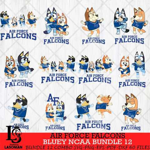 Air Force Falcons Bluey Dace Mode NCAA Bundle 12 SVG Eps Dxf Png File, Digital Download, Instant Download