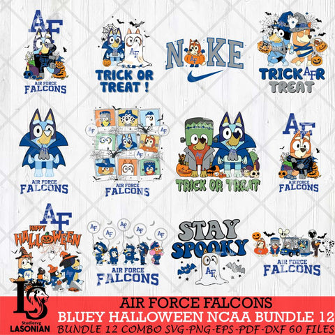 Air Force Falcons Bluey Halloween NCAA 12 SVG Eps Dxf Png File, Bundle NCAA svg, Digital Download, Instant Download